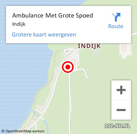 Locatie op kaart van de 112 melding: Ambulance Met Grote Spoed Naar Indijk op 3 november 2013 09:41