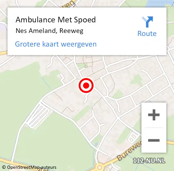 Locatie op kaart van de 112 melding: Ambulance Met Spoed Naar Nes Ameland, Reeweg op 29 maart 2015 14:42