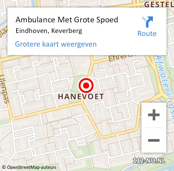 Locatie op kaart van de 112 melding: Ambulance Met Grote Spoed Naar Eindhoven, Keverberg op 29 maart 2015 17:35