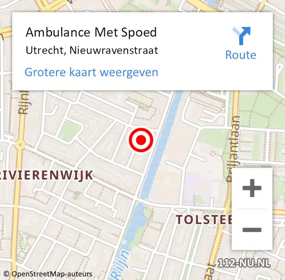 Locatie op kaart van de 112 melding: Ambulance Met Spoed Naar Utrecht, Nieuwravenstraat op 3 november 2013 10:23