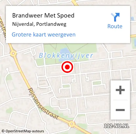 Locatie op kaart van de 112 melding: Brandweer Met Spoed Naar Nijverdal, Portlandweg op 29 maart 2015 20:04