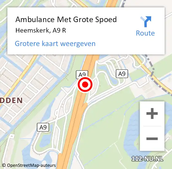 Locatie op kaart van de 112 melding: Ambulance Met Grote Spoed Naar Heemskerk, A9 R op 29 maart 2015 22:05