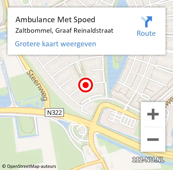 Locatie op kaart van de 112 melding: Ambulance Met Spoed Naar Zaltbommel, Graaf Reinaldstraat op 30 maart 2015 07:29
