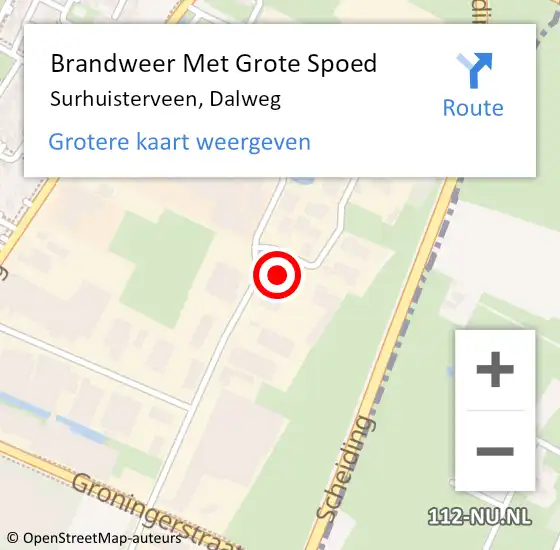 Locatie op kaart van de 112 melding: Brandweer Met Grote Spoed Naar Surhuisterveen, Dalweg op 30 maart 2015 18:38