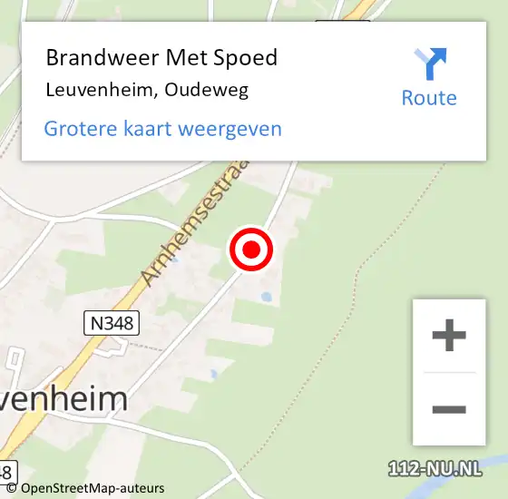 Locatie op kaart van de 112 melding: Brandweer Met Spoed Naar Leuvenheim, Oudeweg op 3 november 2013 13:04