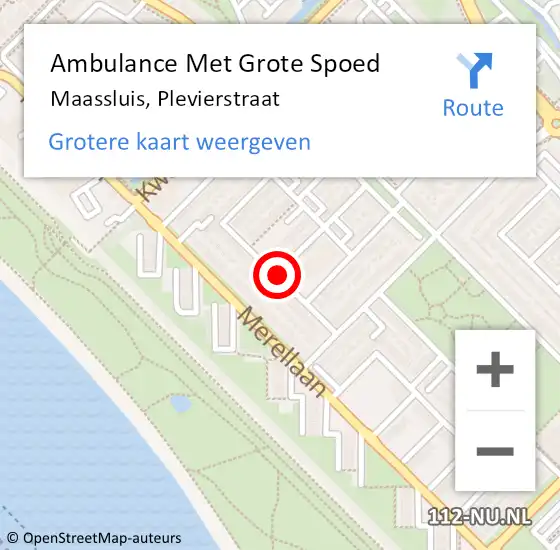 Locatie op kaart van de 112 melding: Ambulance Met Grote Spoed Naar Maassluis, Plevierstraat op 30 maart 2015 20:53