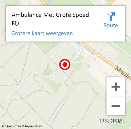 Locatie op kaart van de 112 melding: Ambulance Met Grote Spoed Naar Rijs op 30 maart 2015 22:17