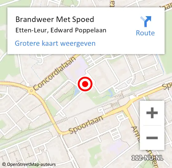 Locatie op kaart van de 112 melding: Brandweer Met Spoed Naar Etten-Leur, Edward Poppelaan op 31 maart 2015 08:02