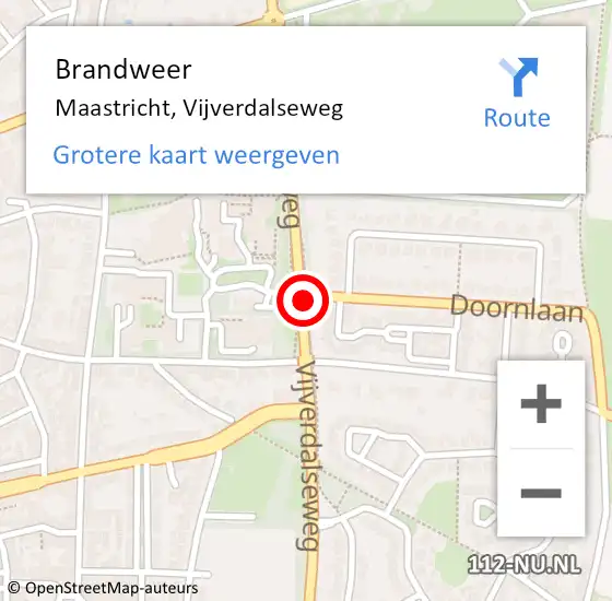 Locatie op kaart van de 112 melding: Brandweer Maastricht, Vijverdalseweg op 31 maart 2015 08:26