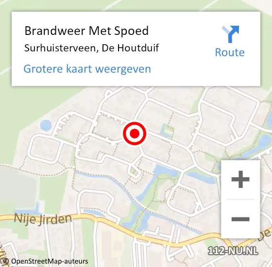 Locatie op kaart van de 112 melding: Brandweer Met Spoed Naar Surhuisterveen, De Houtduif op 31 maart 2015 10:34