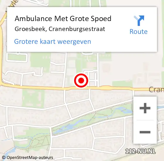 Locatie op kaart van de 112 melding: Ambulance Met Grote Spoed Naar Groesbeek, Cranenburgsestraat op 31 maart 2015 11:10