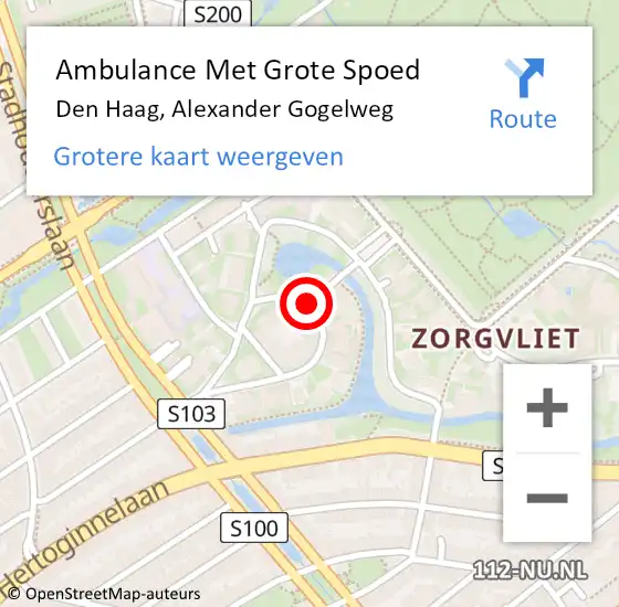 Locatie op kaart van de 112 melding: Ambulance Met Grote Spoed Naar Den Haag, Alexander Gogelweg op 31 maart 2015 11:33