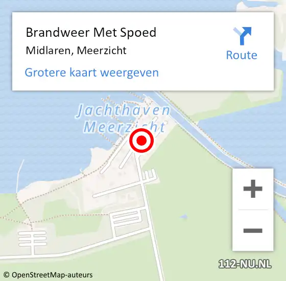Locatie op kaart van de 112 melding: Brandweer Met Spoed Naar Midlaren, Meerzicht op 31 maart 2015 12:59