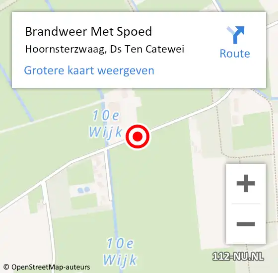 Locatie op kaart van de 112 melding: Brandweer Met Spoed Naar Hoornsterzwaag, Ds Ten Catewei op 31 maart 2015 14:28