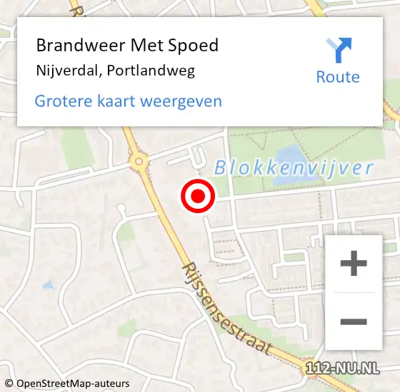 Locatie op kaart van de 112 melding: Brandweer Met Spoed Naar Nijverdal, Portlandweg op 31 maart 2015 17:01