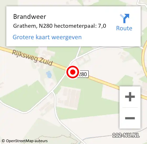 Locatie op kaart van de 112 melding: Brandweer Weert, N280 hectometerpaal: 1,5 op 31 maart 2015 17:38