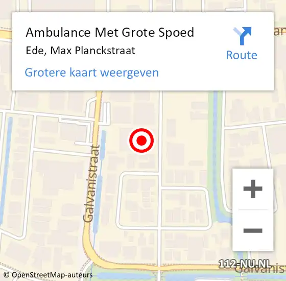 Locatie op kaart van de 112 melding: Ambulance Met Grote Spoed Naar Ede, Max Planckstraat op 31 maart 2015 17:39