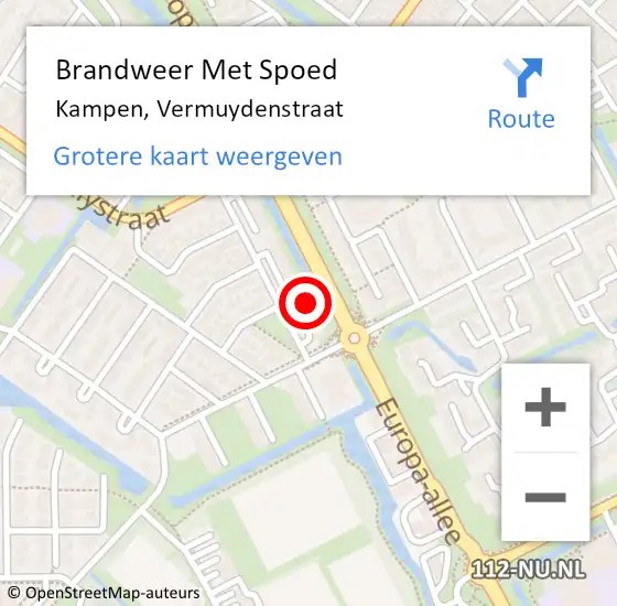 Locatie op kaart van de 112 melding: Brandweer Met Spoed Naar Kampen, Vermuydenstraat op 31 maart 2015 19:12