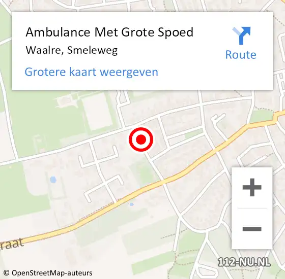 Locatie op kaart van de 112 melding: Ambulance Met Grote Spoed Naar Waalre, Smeleweg op 31 maart 2015 20:44