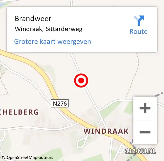 Locatie op kaart van de 112 melding: Brandweer Windraak, Sittarderweg op 31 maart 2015 22:42