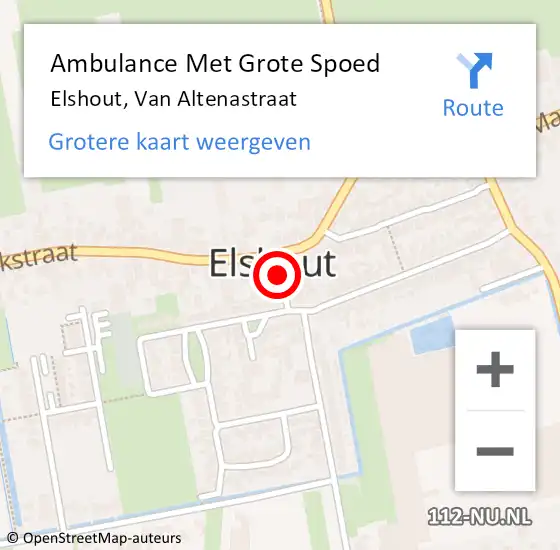 Locatie op kaart van de 112 melding: Ambulance Met Grote Spoed Naar Elshout, Van Altenastraat op 1 april 2015 04:16