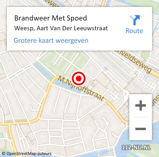 Locatie op kaart van de 112 melding: Brandweer Met Spoed Naar Weesp, Aart Van Der Leeuwstraat op 1 april 2015 05:24