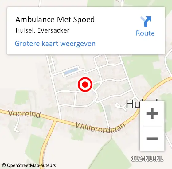 Locatie op kaart van de 112 melding: Ambulance Met Spoed Naar Hulsel, Eversacker op 1 april 2015 10:33