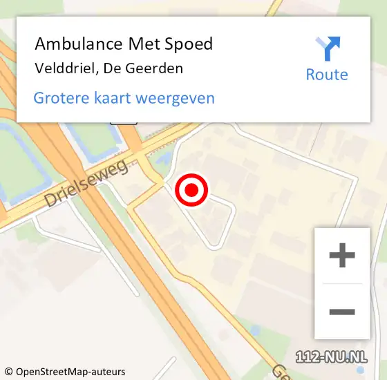 Locatie op kaart van de 112 melding: Ambulance Met Spoed Naar Velddriel, De Geerden op 1 april 2015 15:14