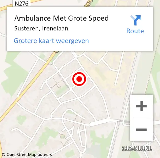 Locatie op kaart van de 112 melding: Ambulance Met Grote Spoed Naar Susteren, Irenelaan op 1 april 2015 15:57