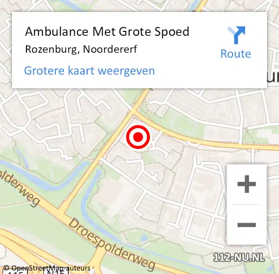 Locatie op kaart van de 112 melding: Ambulance Met Grote Spoed Naar Rozenburg, Noordererf op 1 april 2015 17:43