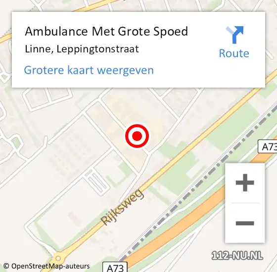 Locatie op kaart van de 112 melding: Ambulance Met Grote Spoed Naar Linne, Leppingtonstraat op 2 april 2015 11:15