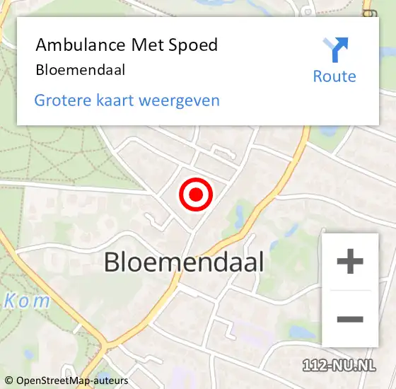 Locatie op kaart van de 112 melding: Ambulance Met Spoed Naar Bloemendaal, Duin En Beeklaan op 2 april 2015 15:37