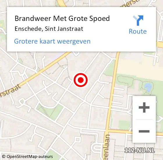 Locatie op kaart van de 112 melding: Brandweer Met Grote Spoed Naar Enschede, Sint Janstraat op 2 april 2015 19:53
