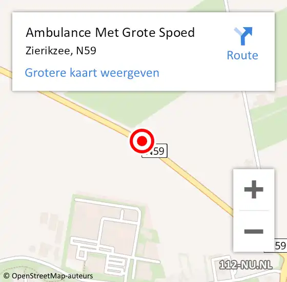Locatie op kaart van de 112 melding: Ambulance Met Grote Spoed Naar Zierikzee, N59 op 3 april 2015 12:28
