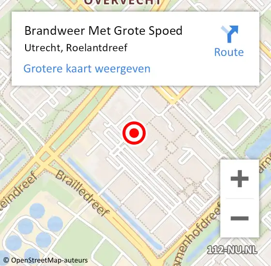 Locatie op kaart van de 112 melding: Brandweer Met Grote Spoed Naar Utrecht, Roelantdreef op 4 april 2015 05:44