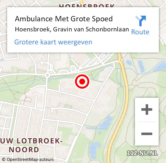 Locatie op kaart van de 112 melding: Ambulance Met Grote Spoed Naar Hoensbroek, Gravin van Schonbornlaan op 4 april 2015 10:55