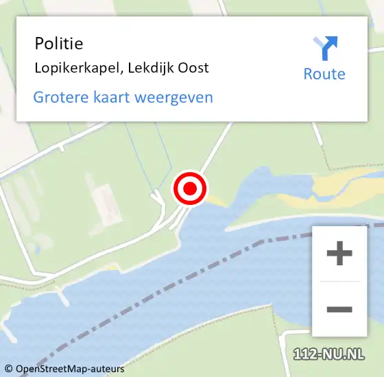 Locatie op kaart van de 112 melding: Politie Lopikerkapel, Lekdijk Oost op 4 april 2015 11:32