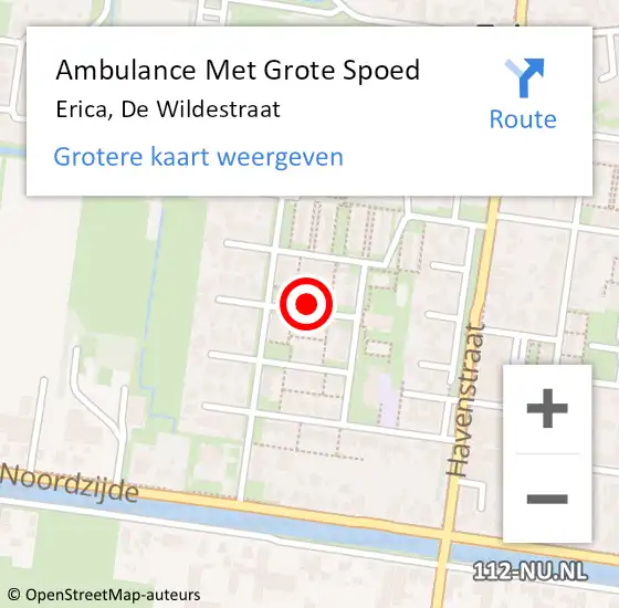 Locatie op kaart van de 112 melding: Ambulance Met Grote Spoed Naar Erica, De Wildestraat op 4 april 2015 13:24