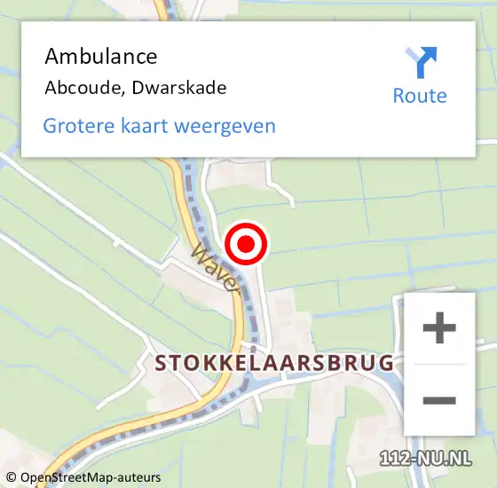 Locatie op kaart van de 112 melding: Ambulance Abcoude, Dwarskade op 4 april 2015 14:54