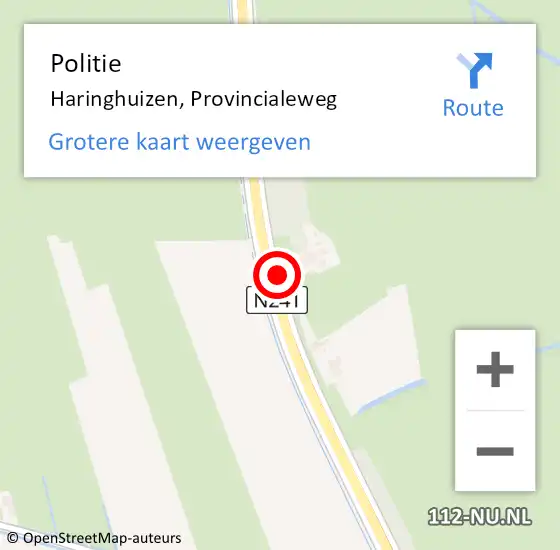 Locatie op kaart van de 112 melding: Politie Haringhuizen, Provincialeweg op 4 april 2015 20:05