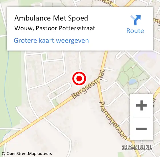 Locatie op kaart van de 112 melding: Ambulance Met Spoed Naar Wouw, Pastoor Pottersstraat op 5 april 2015 05:57
