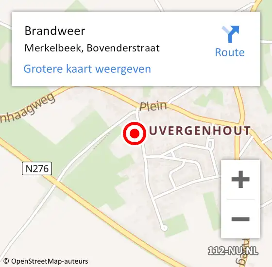 Locatie op kaart van de 112 melding: Brandweer Merkelbeek, Bovenderstraat op 5 april 2015 06:12