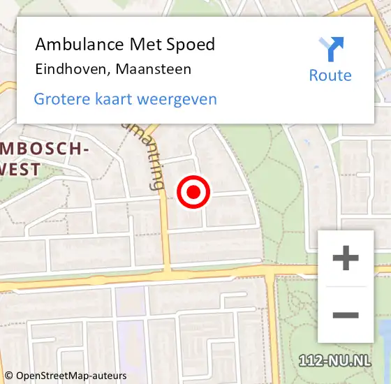 Locatie op kaart van de 112 melding: Ambulance Met Spoed Naar Eindhoven, Maansteen op 5 april 2015 13:58