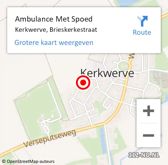 Locatie op kaart van de 112 melding: Ambulance Met Spoed Naar Kerkwerve, Brieskerkestraat op 5 april 2015 22:25