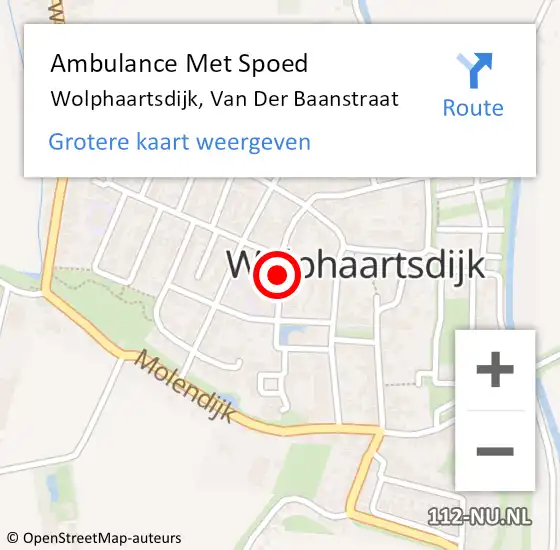 Locatie op kaart van de 112 melding: Ambulance Met Spoed Naar Wolphaartsdijk, Van Der Baanstraat op 6 april 2015 05:43