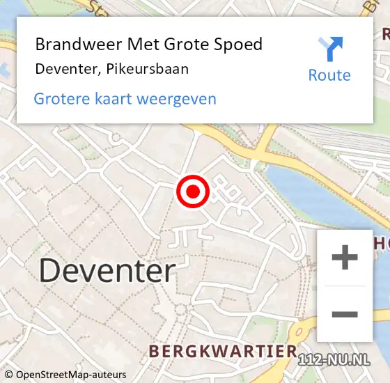Locatie op kaart van de 112 melding: Brandweer Met Grote Spoed Naar Deventer, Pikeursbaan op 4 november 2013 09:58