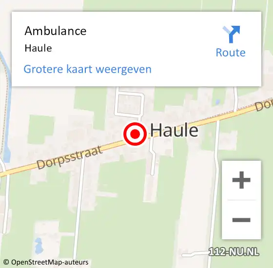 Locatie op kaart van de 112 melding: Ambulance Haule op 6 april 2015 12:38