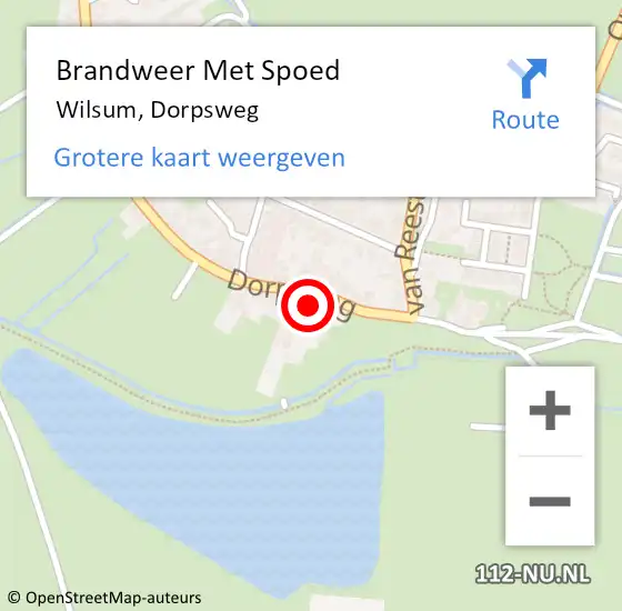 Locatie op kaart van de 112 melding: Brandweer Met Spoed Naar Wilsum, Dorpsweg op 6 april 2015 22:20