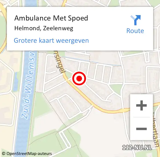 Locatie op kaart van de 112 melding: Ambulance Met Spoed Naar Helmond, Zeelenweg op 7 april 2015 00:32