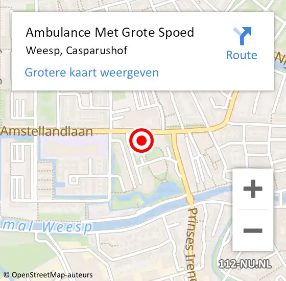 Locatie op kaart van de 112 melding: Ambulance Met Grote Spoed Naar Weesp, Casparushof op 8 april 2015 00:24